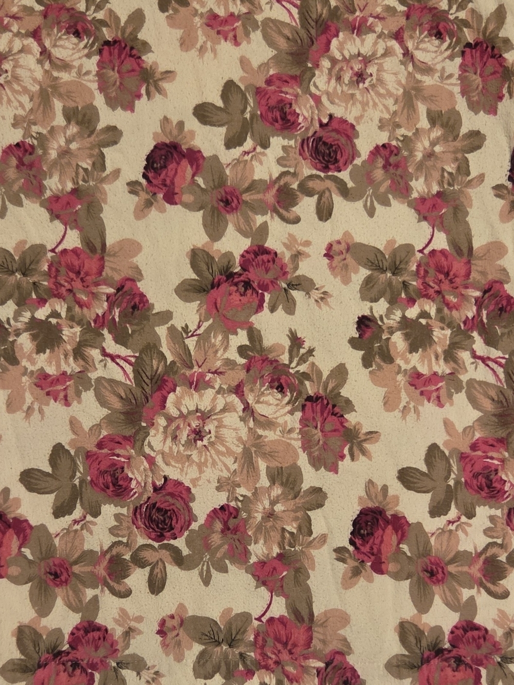 Full Size Floral Flannel Bedding Set Beige Pink Brown